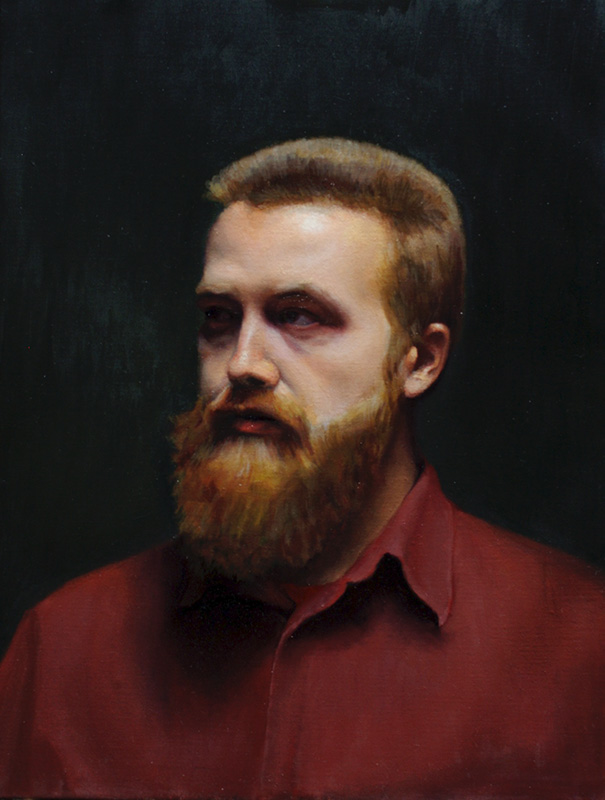 An oil painting of a man with a large beard. 